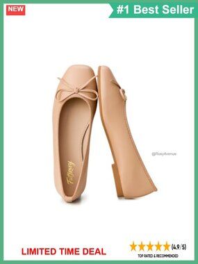 Faux Leather Square Toe Ballet Flats with Bow Slip-On Comfort